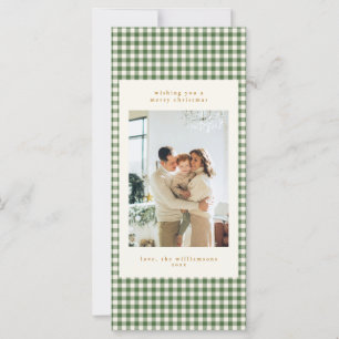 Green Gingham Modern Merry Christmas Tall Card
