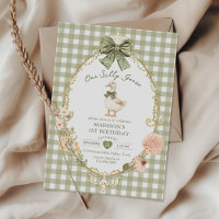 Green Gingham One Silly Goose 1st Birthday