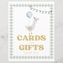 Green Gingham One Silly Goose Cards and Gifts Sign