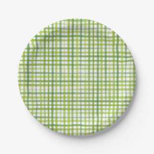 Green Gingham Paper Plate   Gingham Summer Party