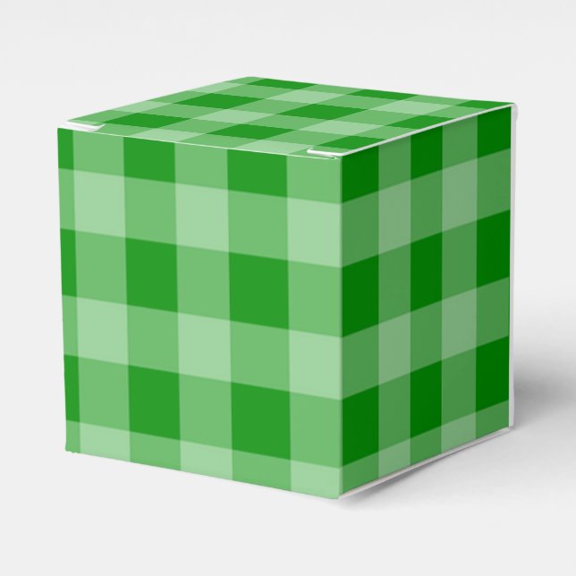 Green Gingham Pattern Favour Box (Front Side)