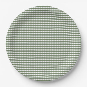Green Gingham Pattern Paper Plate