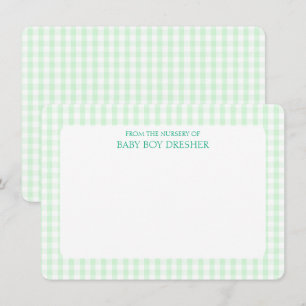 Green Gingham Personalised Card