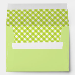 Green Gingham Plaid Lined Envelope
