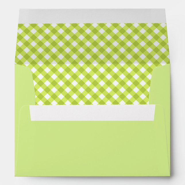 Green Gingham Plaid Lined Envelope (Back (Bottom))