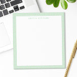 Green Gingham Plaid Notepad<br><div class="desc">Create your own personalised notepad with modern typography monogram name and green gingham plaid pattern.</div>