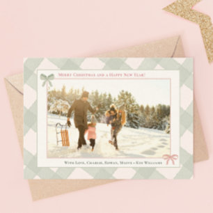 Green Gingham Plaid Photo Frame Christmas New Year Holiday Card