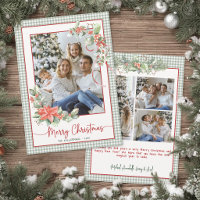 Green Gingham Plaid Photo Merry Christmas