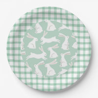 Green Gingham Plaid Rabbits Party Baby Shower