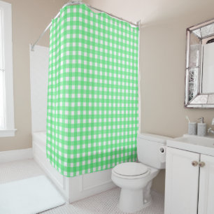 Green gingham shower curtain