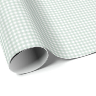 Green gingham simple cute small checks plaid wrapping paper