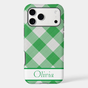 Green Gingham Simple Name Minimalistic