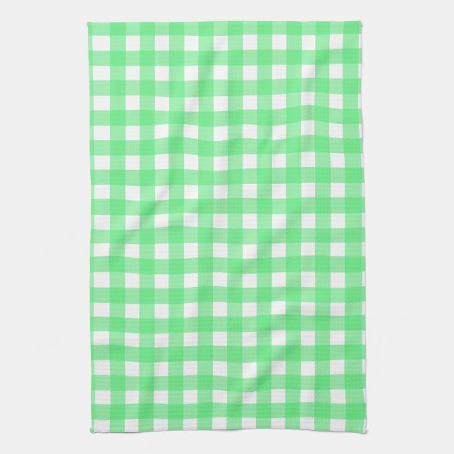 Green gingham tea towel (Vertical)