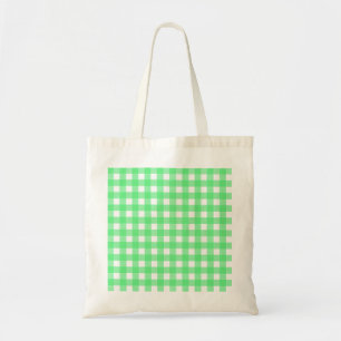 Green gingham tote bag