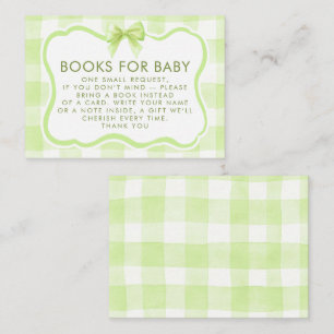 Green Gingham Wavy Frame Bow Books For Baby Enclosure Card