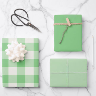 Green Gingham Wrapping Paper Sheet