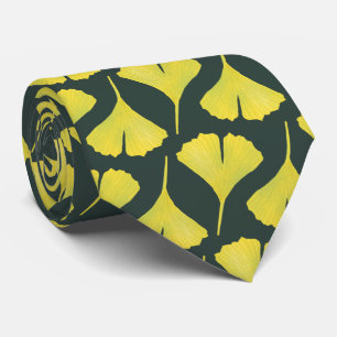 Green Gingko Leaf Nature Lover Botanical Pattern Tie