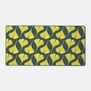 Green Ginkgo Leaf Pattern – Bright Botanical Desig Desk Mat