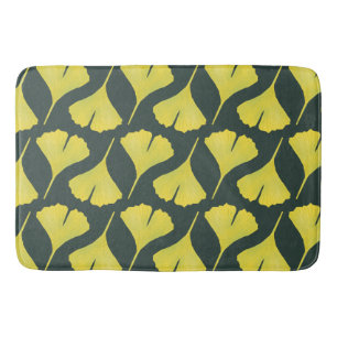 Green Ginkgo Leaf Pattern – Spring Botanical Bath Mat