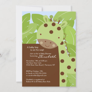 Green Giraffe Baby Shower Invitation