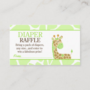 Green Giraffe Jungle Baby Shower Diaper Raffle Enclosure Card
