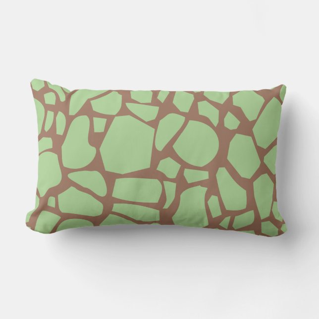 Green Giraffe Print Lumbar Cushion (Front)