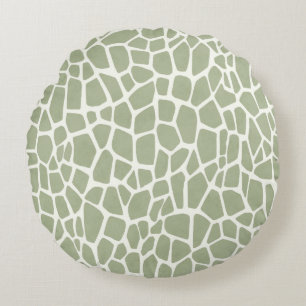 Green Giraffe Print Round Cushion