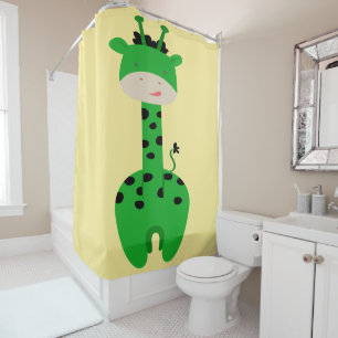 Green Giraffe Shower Curtain