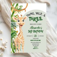 Green Giraffe Young Wild Three Third Birthday