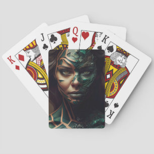 Green Girl Play Cards