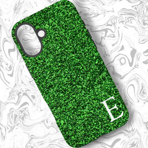 Green Girly Printed Glitter Stylish and Cute iPhone 16 Plus Case
