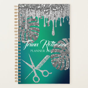 Green Glam Glitter Hair Salon Planner