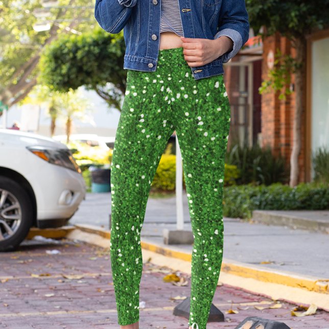 Green Glam Glitter Sparkle St. Patrick's Day Leggings (Creator Uploaded)