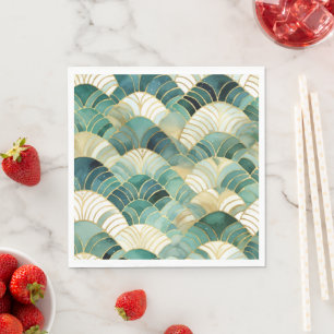 Green Glam Gold Abstract Napkin