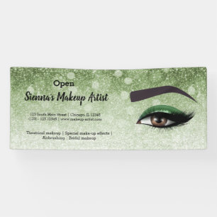 Green glam lashes eyes makeup artist banner