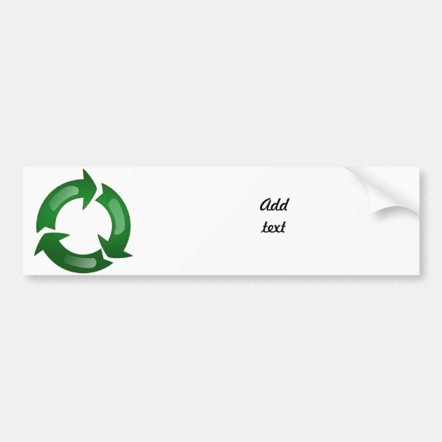 Green Glassy Recycle Symbol Bumper Sticker (Front)