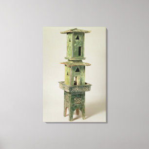 Green glazed model of a tower canvas print