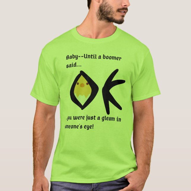 Green 'Gleam in Eye'  Basic  Boomeranged T-Shirt (Front)