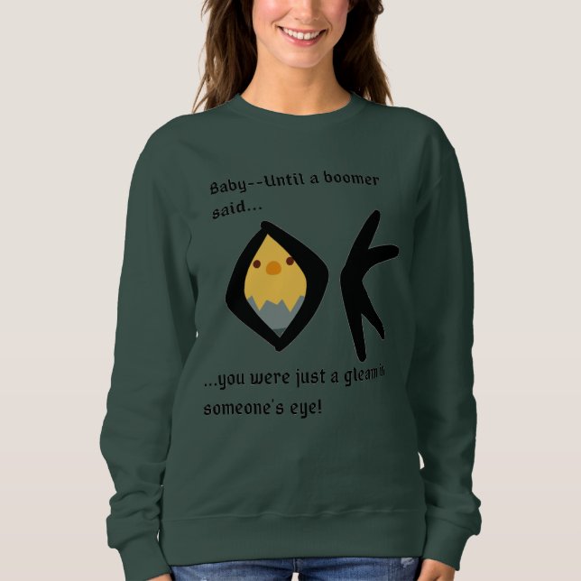 Green 'Gleam in Eye' Basic Sweatshirt Boomeranged (Front)