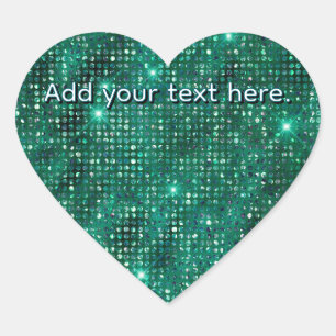 Green Glitter Add Your Own Text Heart Sticker