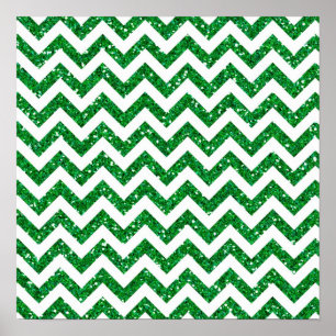 Green Glitter Chevron Pattern Poster
