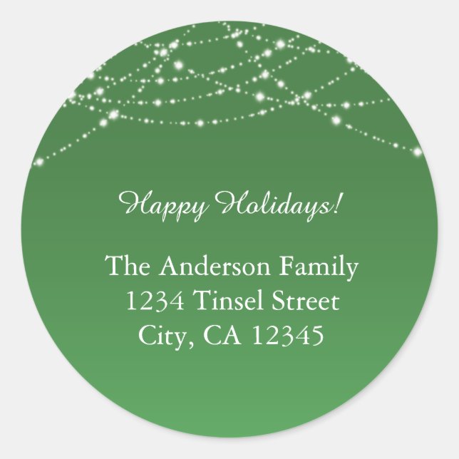 Green & Glitter Christmas Holiday Address Labels (Front)