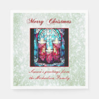 Green Glitter Christmas Stained Glass Candles