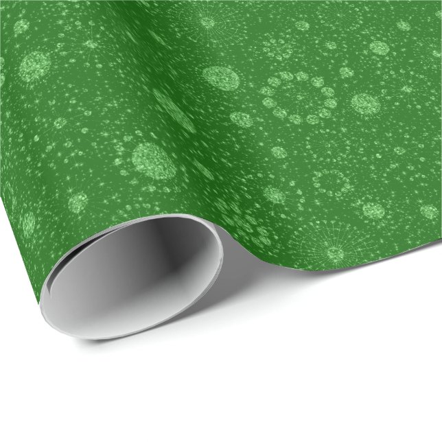 Green Glitter Circles Geometric Pattern Wrapping Paper (Roll Corner)