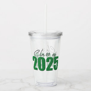 Green Glitter Class of 2025 Acrylic Tumbler