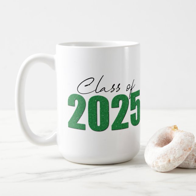 Green Glitter Class of 2025 Coffee Mug (With Donut)