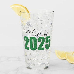 Green Glitter Class of 2025 Glass