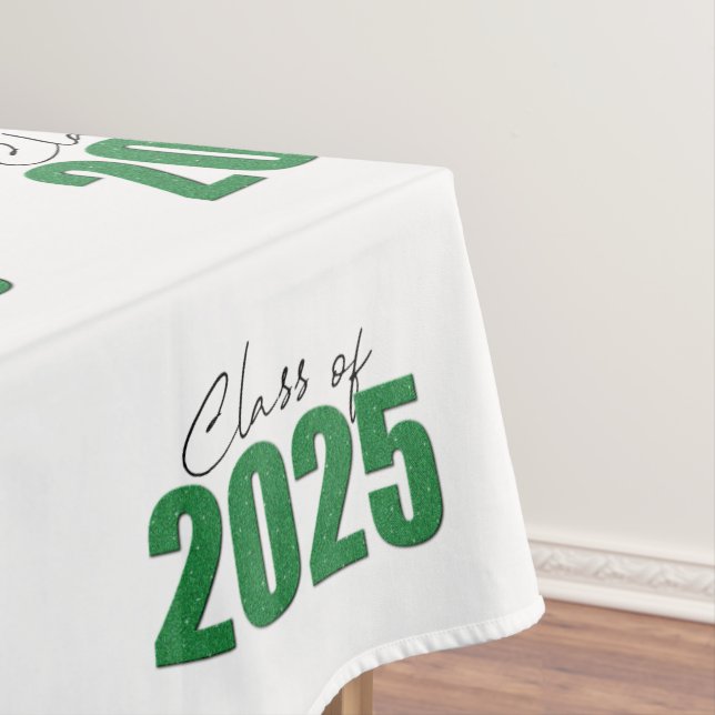 Green Glitter Class of 2025 Tablecloth (In Situ)