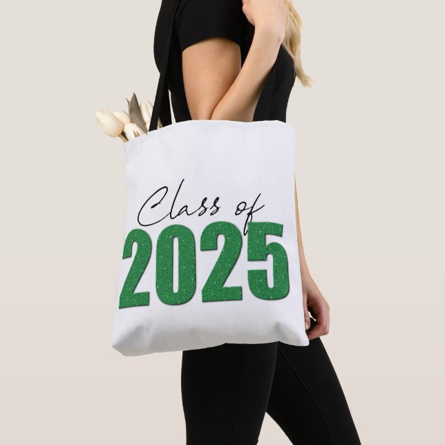Green Glitter Class of 2025 Tote Bag (Close Up)