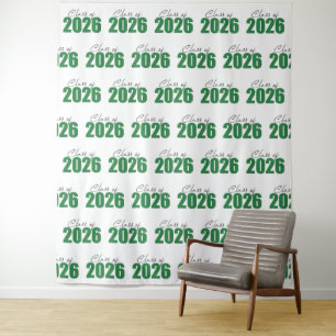 Green Glitter Class of 2026 Photo Backdrop Tapestry